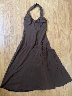 Three Dots Chocolate Brown Halter Dress